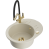 Mexen Kevin Granitspüle 1-Becken mit Küchenarmatur Duo, beige - 6517-69-671701-57-G