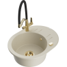 Mexen Kevin Granitspüle 1-beckig mit Küchenarmatur Duo, beige - 6517-69-671701-57-G