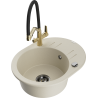 Mexen Kevin Granitspüle 1-Becken mit Küchenarmatur Duo, beige - 6517-69-671701-57-B