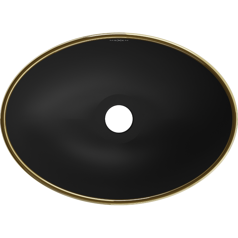 Mexen Elza Tischaufsatzwaschbecken 40 x 33 cm, schwarz matt/goldenes Gittermuster - 21014029