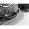 Mexen Rita Aufsatzwaschbecken 45 x 32 cm, schwarz matt/goldener Rand - 21084575