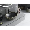 Mexen Viki Aufsatzwaschbecken 48 x 35 cm, schwarz matt/gold, Karomuster - 21054879