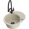 Mexen Kevin Granitspüle 1-Becken mit Küchenarmatur Duo, Beige - 6517-69-671701-70-B