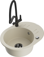 Mexen Kevin Granitspüle 1-Becken mit Küchenarmatur Duo, Beige - 6517-69-671701-70-B