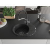 Mexen Kevin Granitspüle 1-Becken mit Küchenarmatur Duo, schwarz/silber metallic - 6517-73-671701-07-B