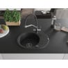 Mexen Kevin Granitspüle 1-beckig mit Küchenarmatur Duo, schwarz/silber metallic - 6517-73-671701-07-B