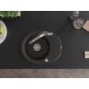 Mexen Kevin Granitspüle 1-beckig mit Küchenarmatur Duo, schwarz/goldmetallic - 6517-75-671701-07