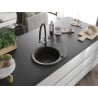 Mexen Kevin Granitspüle 1-beckig mit Küchenarmatur Duo, schwarz/gold metallic - 6517-75-671701-07-B