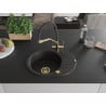 Mexen Kevin Granitspüle 1-beckig mit Küchenarmatur Duo, schwarz/gold metallic - 6517-75-671701-57-G