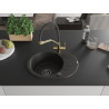 Mexen Kevin Granitspüle 1-becken mit Küchenarmatur Duo, schwarz/gold metallic - 6517-75-671701-57-B