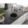 Mexen Kevin Granitspüle 1-becken mit Küchenarmatur Duo, schwarz/gold metallic - 6517-75-671701-57-B