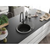 Mexen Kevin Granitspüle einbeckig mit Küchenarmatur Duo, schwarz/goldener Metallic - 6517-75-671701-70-B
