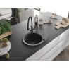 Mexen Kevin 1-Kammer-GranitsSpüle mit Duo-Küchenarmatur, schwarz gesprenkelt - 6517-76-671701-70-B