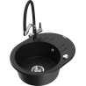 Mexen Kevin Granitspüle 1-bowl mit Küchenarmatur Duo, schwarz - 6517-77-671701-07
