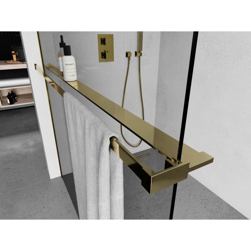 Mexen Regal für Duschwand mit Handtuchhalter, Gold - 800-02-50