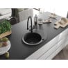 Mexen Kevin 1-Kammer Granitspüle mit Küchenarmatur Duo, schwarz - 6517-77-671701-70-B