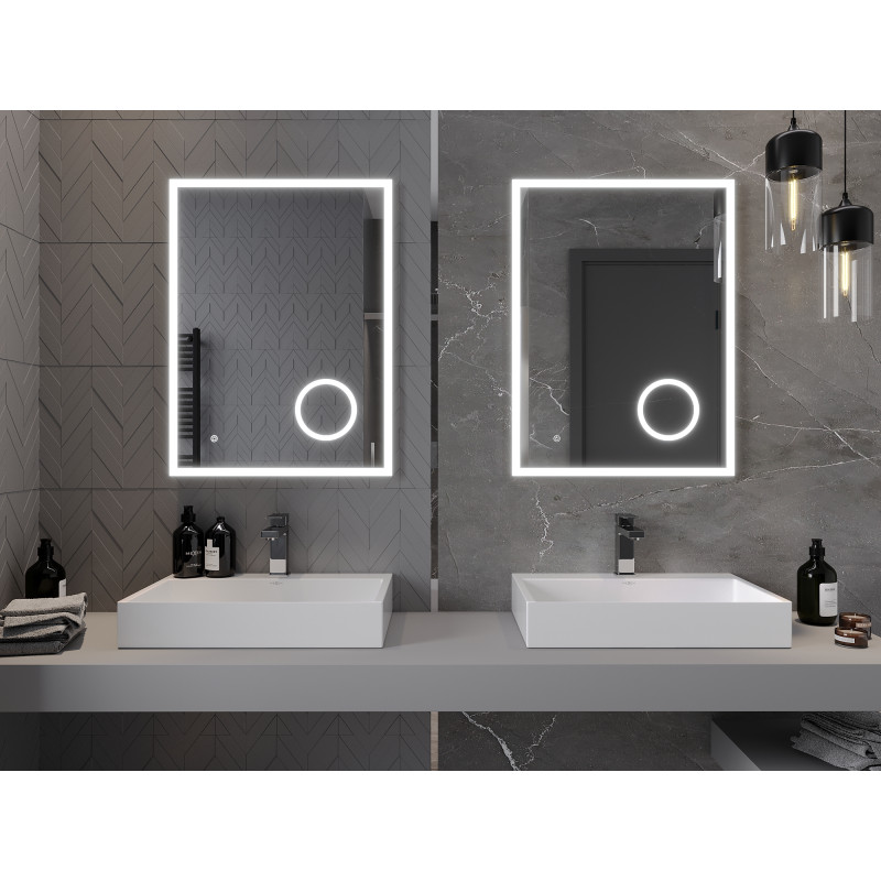 Mexen Kala beleuchteter Badezimmerspiegel mit Kosmetikspiegel 60 x 80 cm, LED 6000K, Antibeschlag - 9820-060-080-611-00