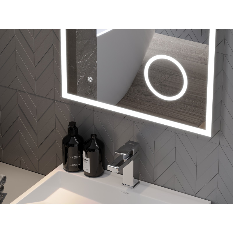 Mexen Kala beleuchteter Badezimmerspiegel mit Kosmetikspiegel 60 x 80 cm, LED 6000K, Antibeschlag - 9820-060-080-611-00