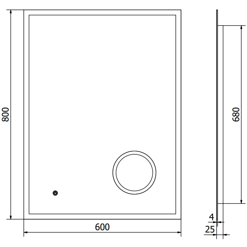 Mexen Kala beleuchteter Badezimmerspiegel mit Kosmetikspiegel 60 x 80 cm, LED 6000K, Antibeschlag - 9820-060-080-611-00