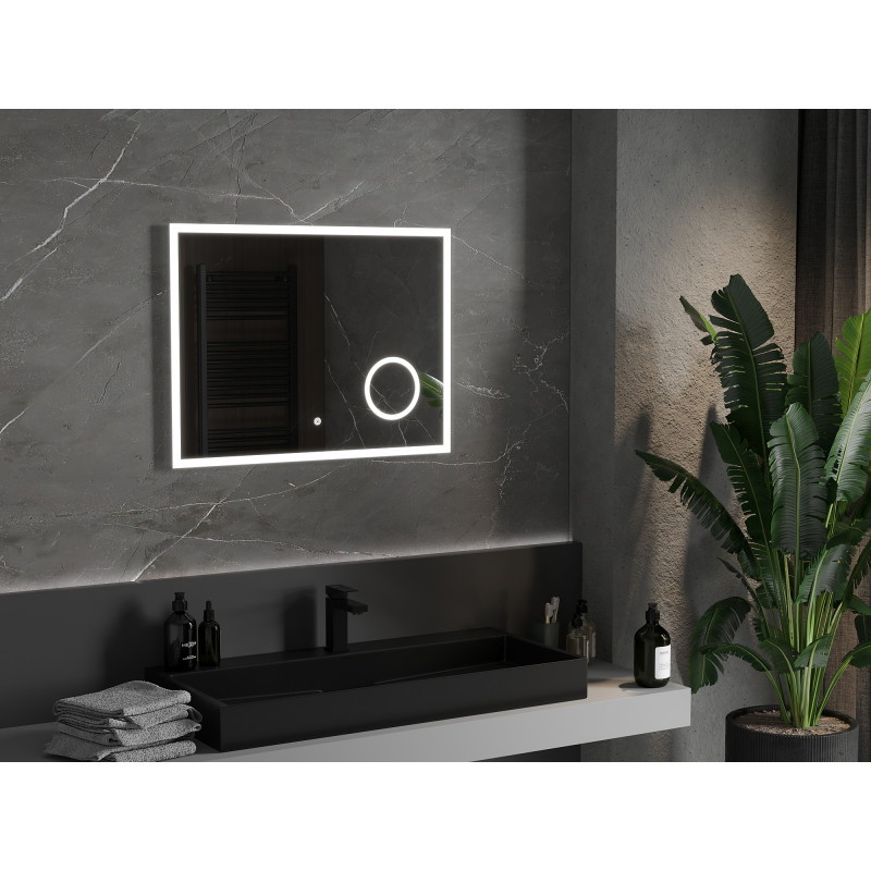 Mexen Kala beleuchteter Badezimmerspiegel mit Kosmetikspiegel 80 x 60 cm, LED 6000K, Antibeschlag - 9820-080-060-611-00