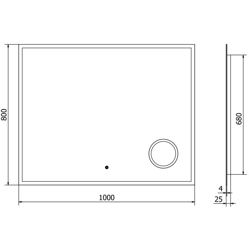 Mexen Kala beleuchteter Badezimmerspiegel mit Kosmetikspiegel 100 x 80 cm, LED 6000K, Antibeschlag - 9820-100-080-611-00