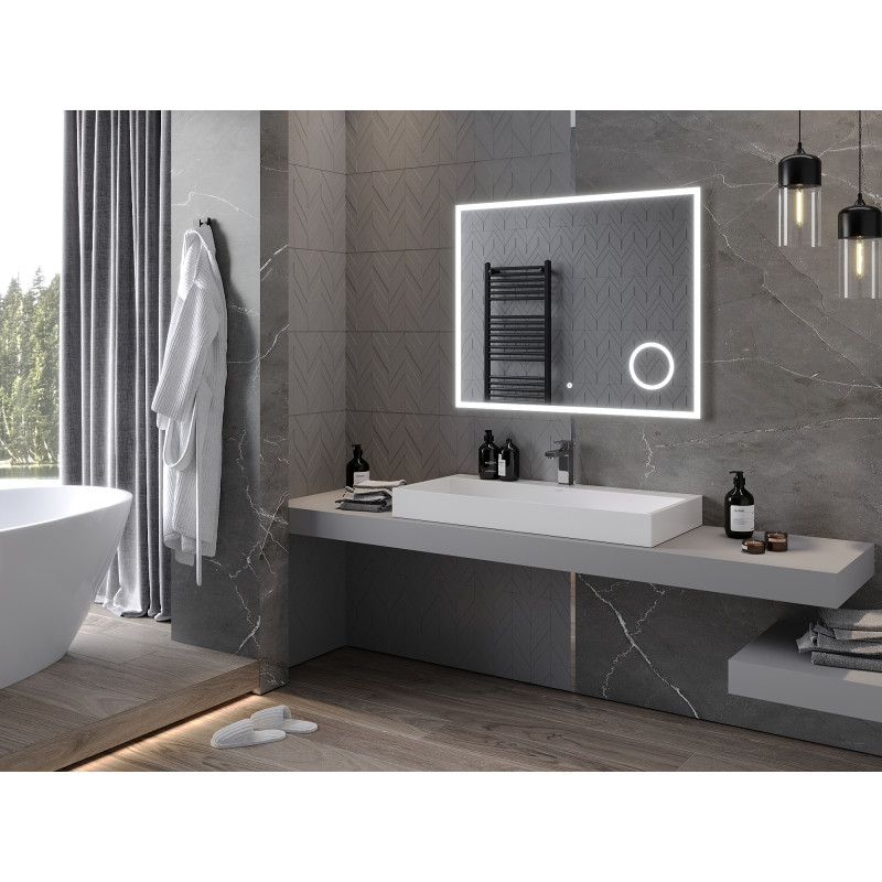Mexen Kala beleuchteter Badezimmerspiegel mit Kosmetikspiegel 100 x 80 cm, LED 6000K, Antibeschlag - 9820-100-080-611-00