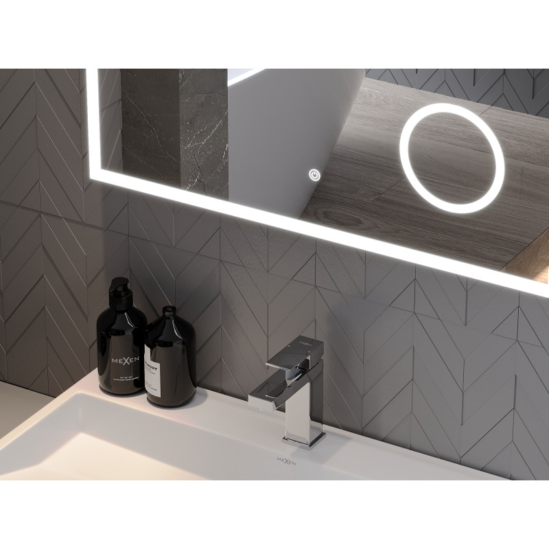 Mexen Kala beleuchteter Badezimmerspiegel mit Kosmetikspiegel 100 x 80 cm, LED 6000K, Antibeschlag - 9820-100-080-611-00