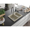 Mexen Carlos Granitspüle 1,5-Becken mit Küchenarmatur Duo, beige - 6518-69-671701-07