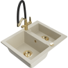 Mexen Carlos 1,5-Kammer-Granitsplülbecken mit Duo-Küchenarmatur, beige - 6518-69-671701-57-G