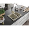 Mexen Carlos Granitspüle 1,5-Becken mit Küchenarmatur Duo, Beige - 6518-69-671701-57-B