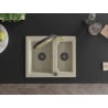 Mexen Carlos Granitspüle 1,5-Becken mit Küchenarmatur Duo, Beige - 6518-69-671701-57-B
