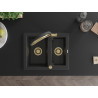 Mexen Carlos Granitspüle 1,5-Becken mit Duo Küchenarmatur, schwarz/silber metallic - 6518-73-671701-57-G