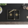 Mexen Carlos Granitspüle 1,5-Kammern mit Küchenarmatur Duo, Schwarz/Gold Metallic - 6518-75-671701-57-G
