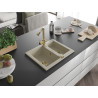 Mexen Carlos Granitspüle 1,5-fach mit Küchenarmatur Duero, beige - 6518-69-671600-50