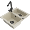 Mexen Carlos 1,5-Kammer Granitspüle mit Küchenarmatur Duero, beige - 6518-69-671600-70
