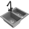 Mexen Carlos 1,5-Kammer-Graniteinbauspüle mit Küchenarmatur Duero, grau - 6518-71-671600-70