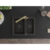 Mexen Carlos Granitspüle 1,5-fach mit Küchenarmatur Duero, schwarz/gold metallic - 6518-75-671600-50-B