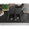 Mexen Carlos Granitspüle 1,5-kammerig mit Küchenarmatur Duero, schwarz/gold-metallic - 6518-75-671600-70