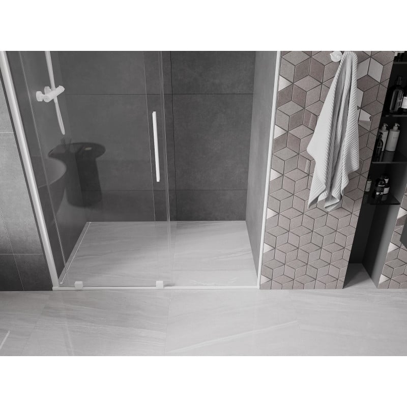 Mexen Velar Schiebetür für Dusche 130 cm, transparent, weiß - 871-130-000-01-20