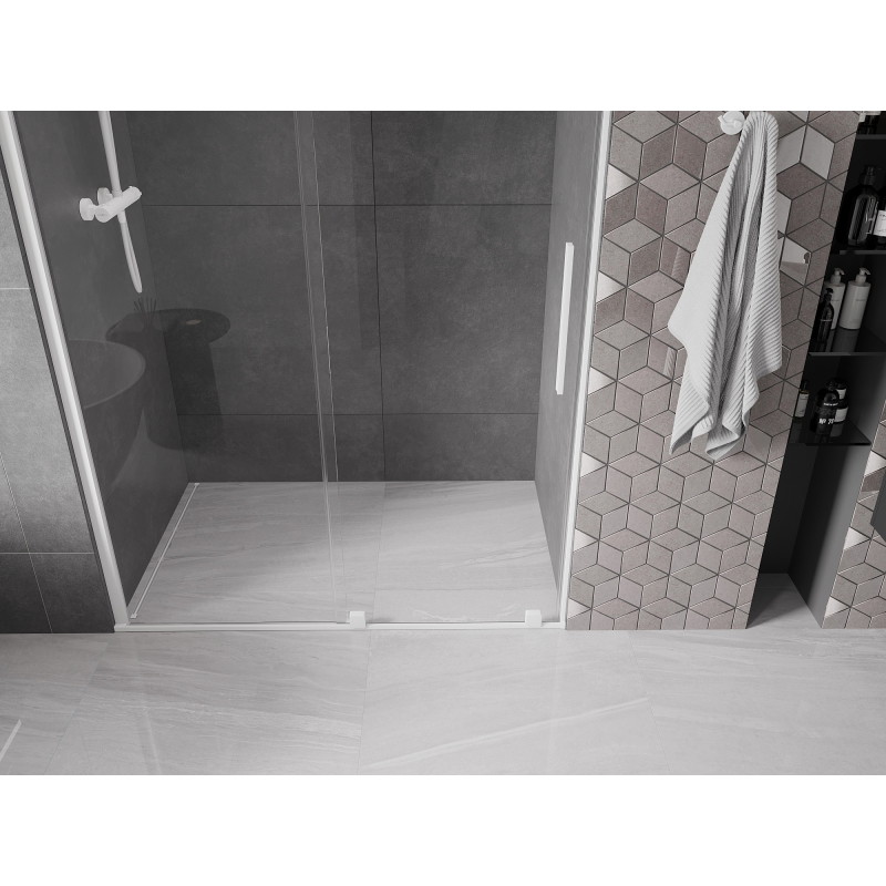 Mexen Velar verschiebbare Duschabtrennung 140 cm, transparent, weiß - 871-140-000-01-20
