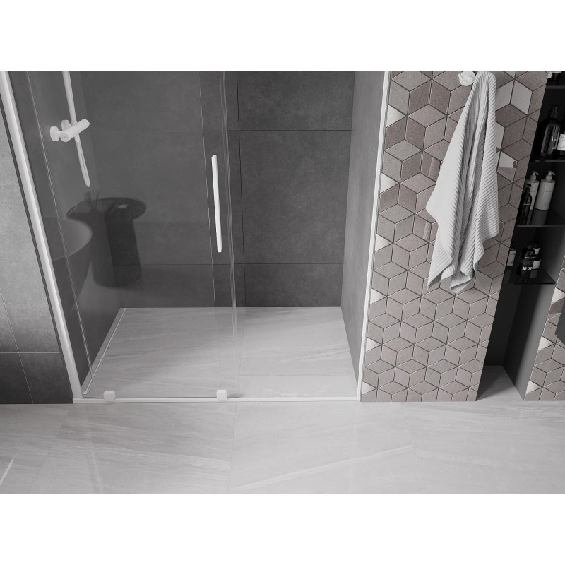 Mexen Velar Schiebetür Dusche 140 cm, transparent, weiß - 871-140-000-01-20