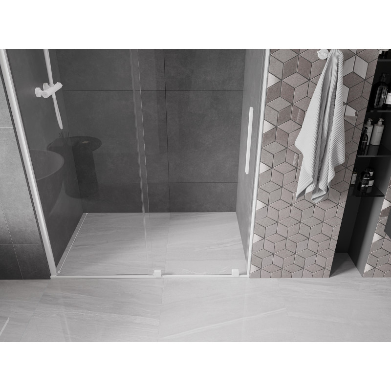 Mexen Velar Schiebetür 160 cm, transparent, weiß - 871-160-000-01-20
