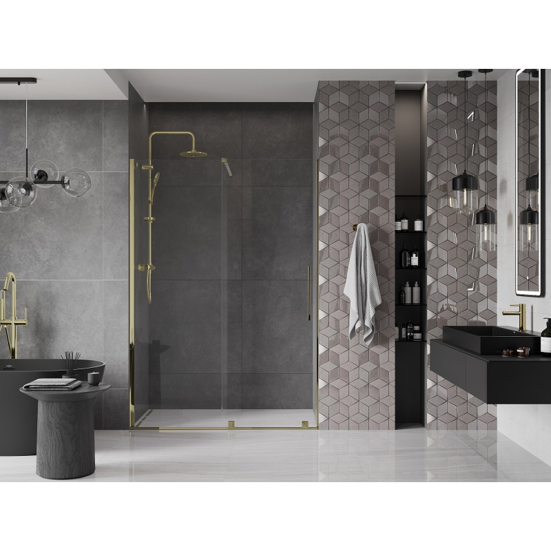 Mexen Velar 150 cm breite, transparente, goldfarbene Schiebetür für Dusche - 871-150-000-01-50