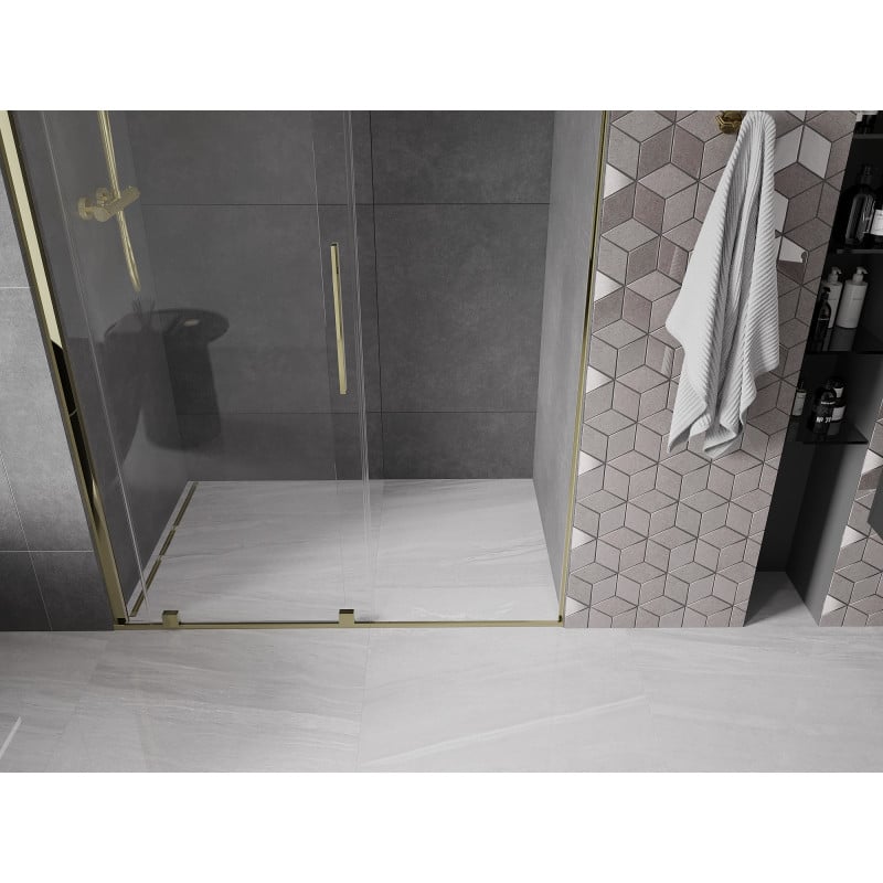 Mexen Velar Schiebetür für die Dusche 160 cm, transparent, gold - 871-160-000-01-50