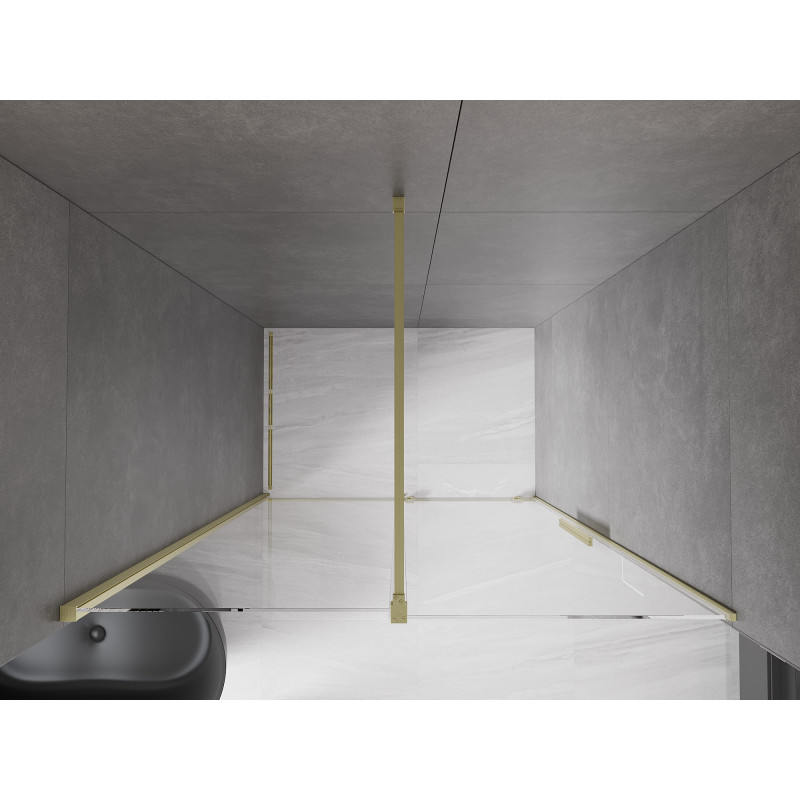Mexen Velar Schiebetüren 140 cm, transparent, gebürstetes Gold - 871-140-000-01-55