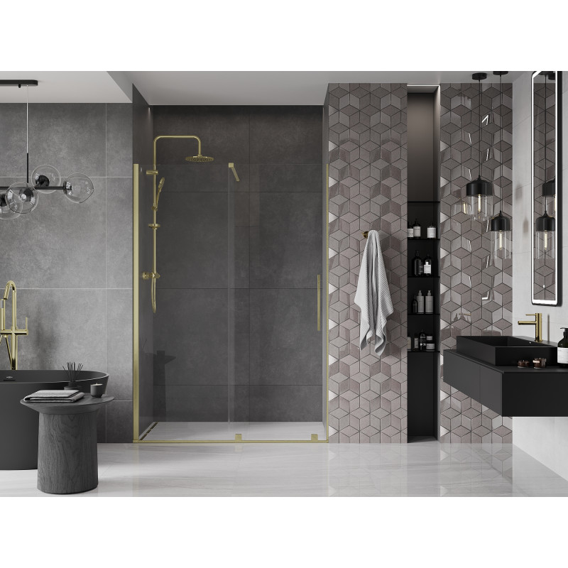 Mexen Velar Schiebeduschtür 150 cm, transparent, gold gebürstet - 871-150-000-01-55
