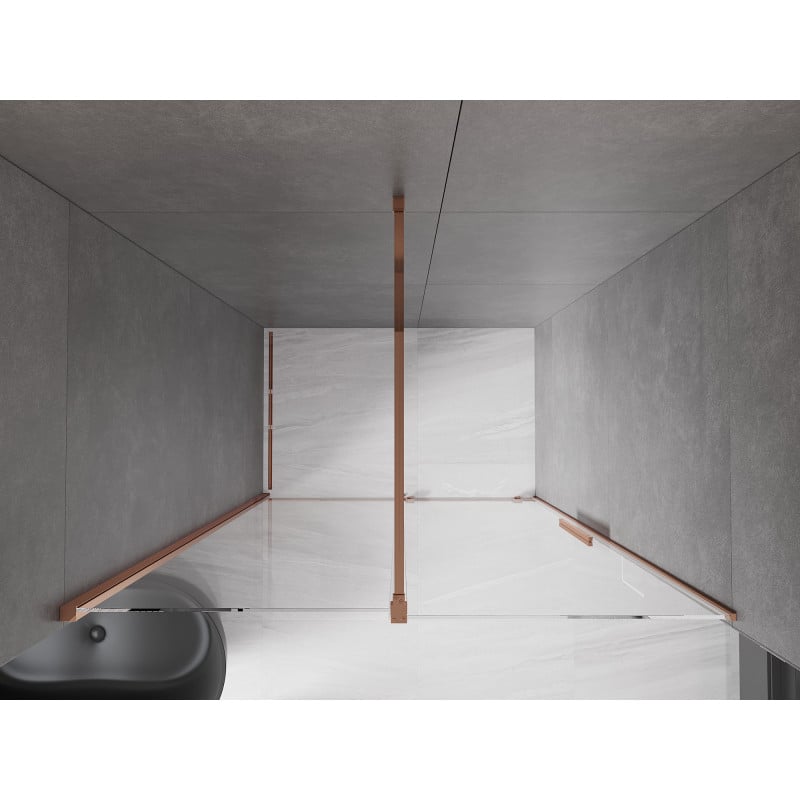 Mexen Velar Schiebetür-Duschwand 140 cm, transparent, Roségold - 871-140-000-01-60