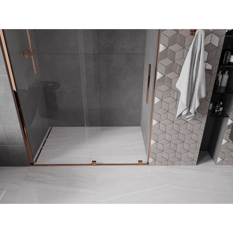 Mexen Velar Schiebetüren 160 cm, transparent, Roségold - 871-160-000-01-60