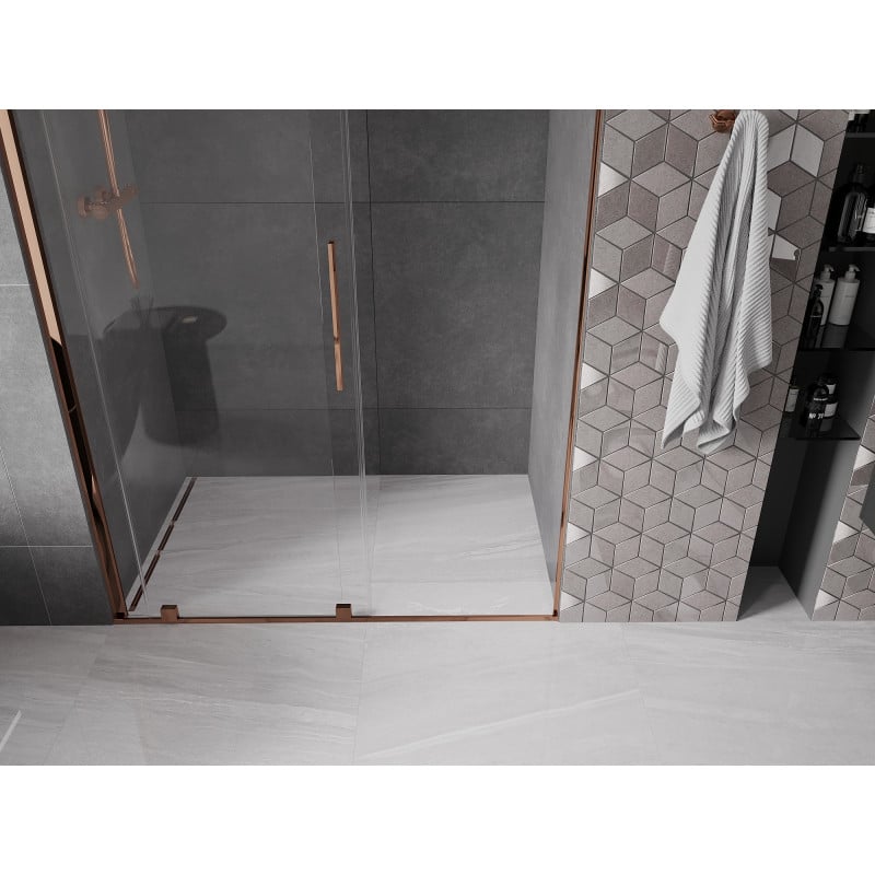 Mexen Velar Schiebetüren 160 cm, transparent, Roségold - 871-160-000-01-60