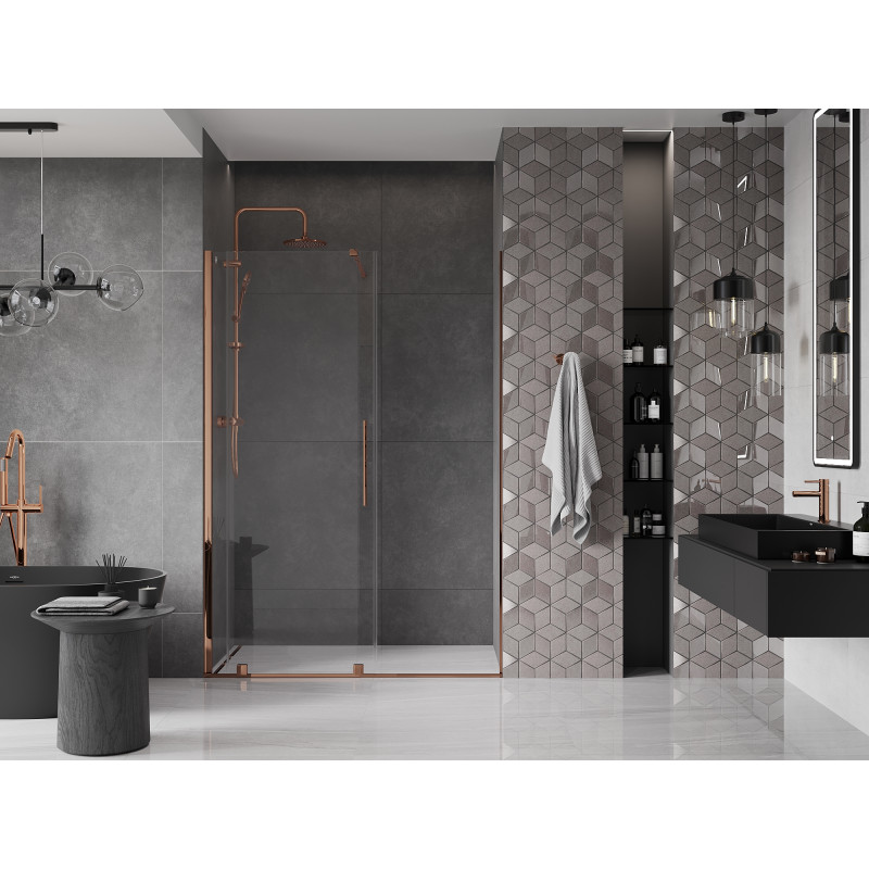 Mexen Velar Schiebetüren 160 cm, transparent, Roségold - 871-160-000-01-60